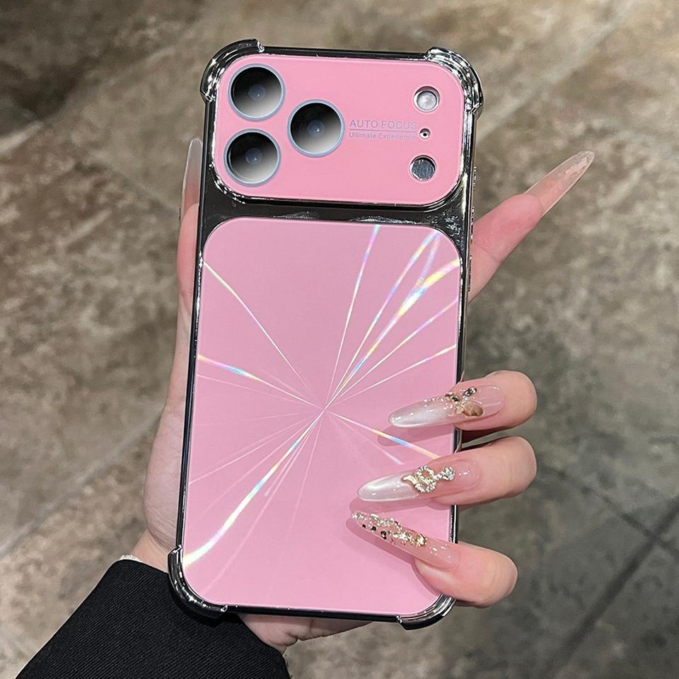 Лазерный чехол Aurora с покрытием для iPhone 17 Air 13 14 15 16 Pro Max 16Pro 17Pro, узор CD, большие окна, мягкая защитная крышка