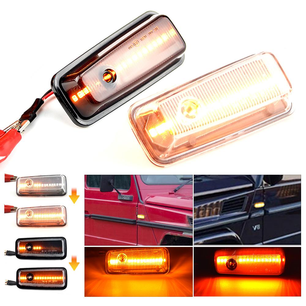2Pcs For Mercedes-Benz G-Class W463 W461 G500 G550 G55 G63 G65 Dynamic Ambe LED Side Marker Turn Signal Light Sidemarker