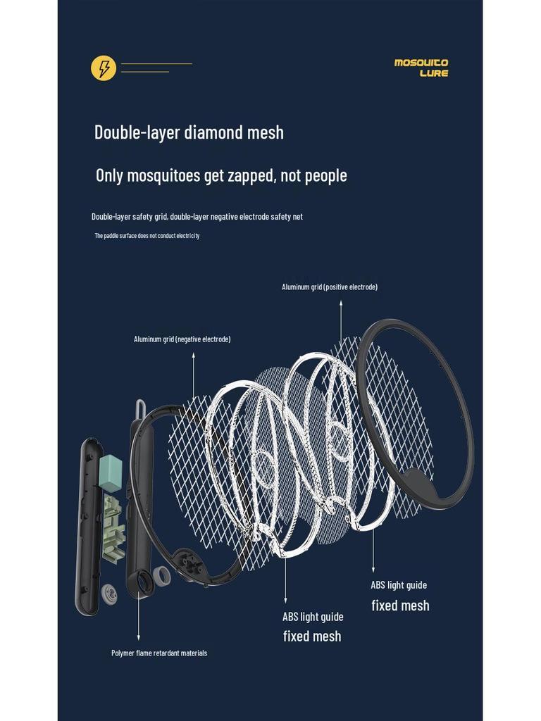 Перезаряжаемая от USB складная лампа-уничтожитель комаров с мухобойкой и вращающимся настенным креплением