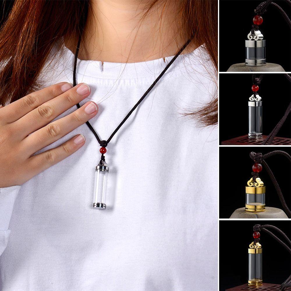 Aromatherapy Wishing Bottle Pendant Gold Silver Perfume Bottle Necklaces Creative Ashes Urn