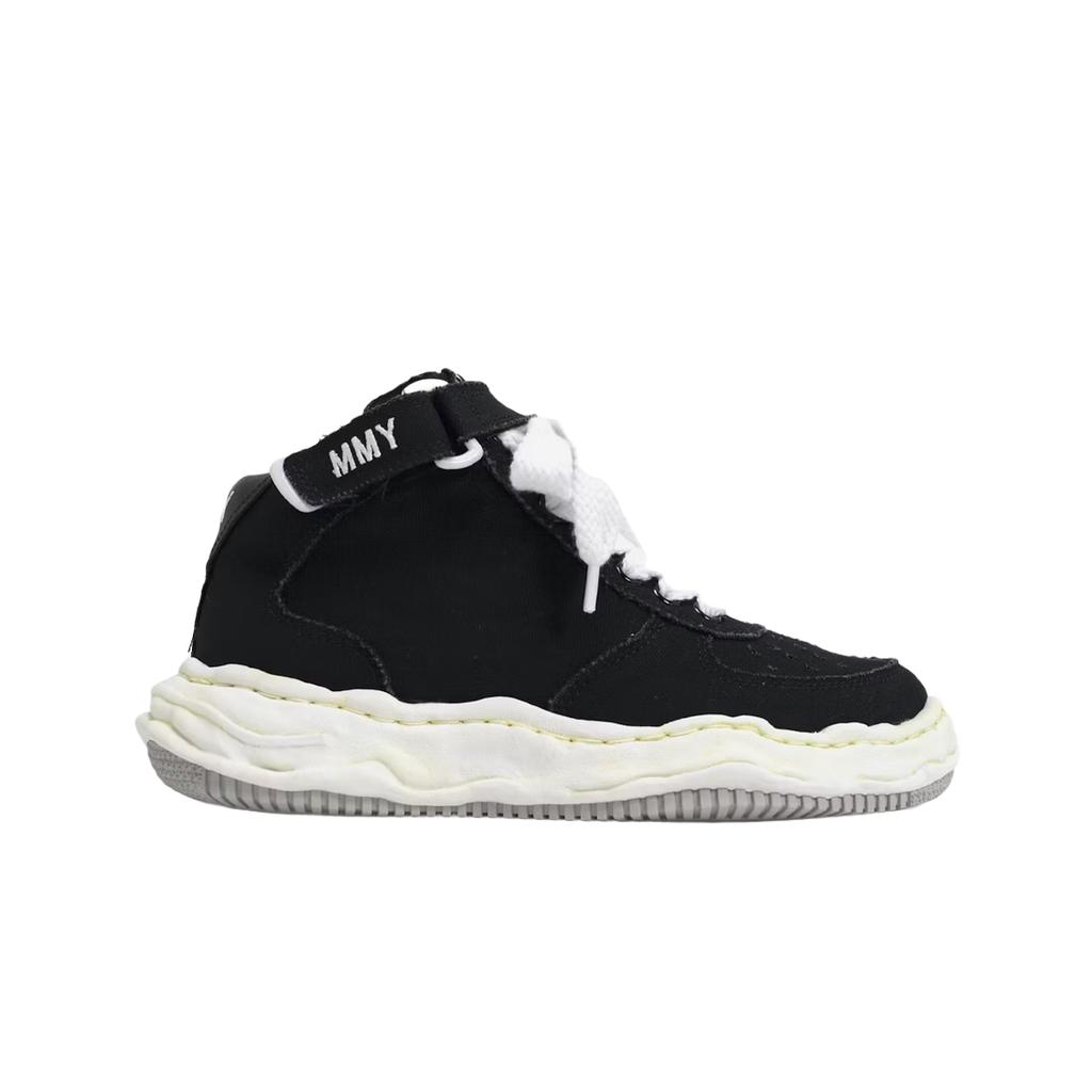 Maison Mihara Yasuhiro Wayne Og Sole Стильные черные кеды из стираного холста с высоким верхом