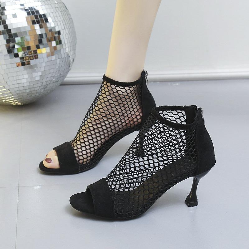 Босоножки женские сандалии на тонком каблуке с застежкой-молнией «рыбий рот»