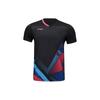 Color Block Breathable Sports Short Sleeve T-Shirt Unisex Tops Black AAYU129-1