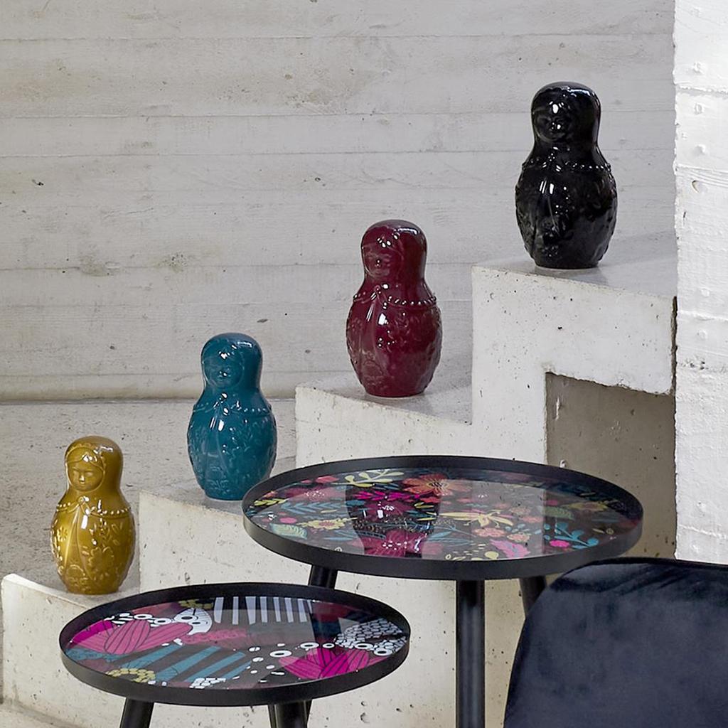 Les Trésors De Lily [A3671] - Копилка керамическая "Русская кукла" черная - 20x11x10 см