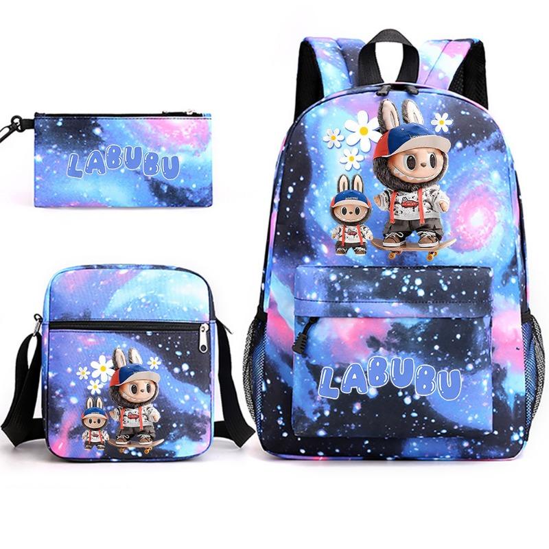 Школьный рюкзак с периферийной печатью, студенческий трендовый рюкзак, наплечная сумка, пенал, набор из 3 предметов