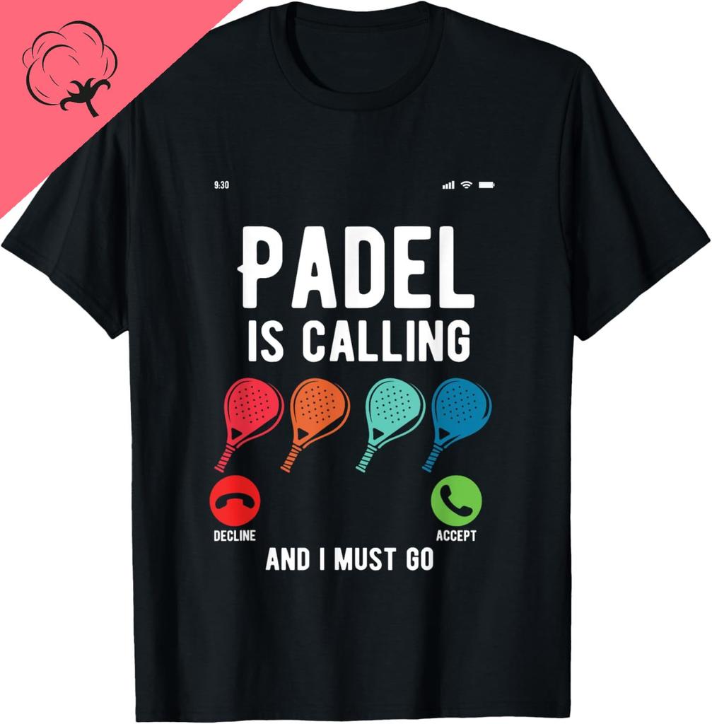 Забавный графический дизайн Padel зовет Футболка для падел-тенниса Печать по требованию Хлопок Повседневная Камисета Мужская