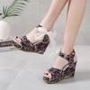 Floral Print Wedge Sandals Lace Bow Decorate Platform Sandals Women Summer Comfortable Open Toe Dressy Shoes Woman Trend