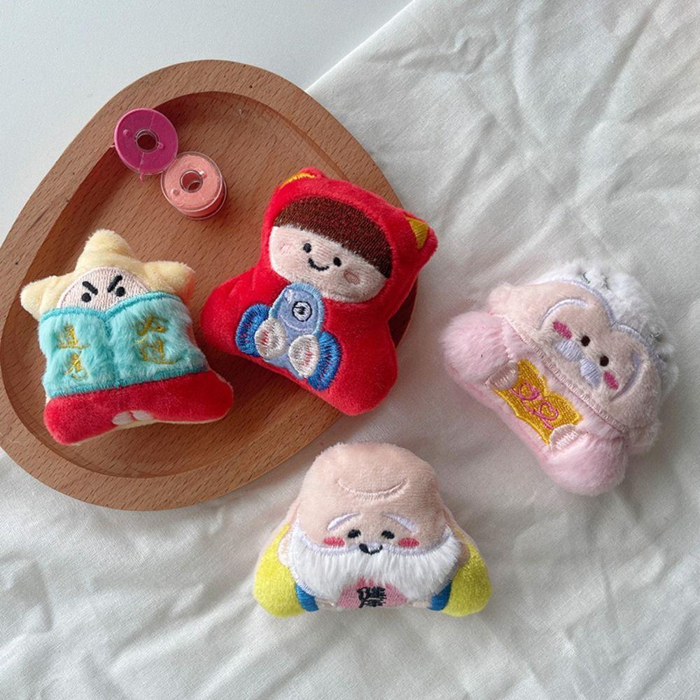 Moon Lord Chinese God Dolls Pendant Yuchi Gong Plush God of Longevity Pendant Key Decor