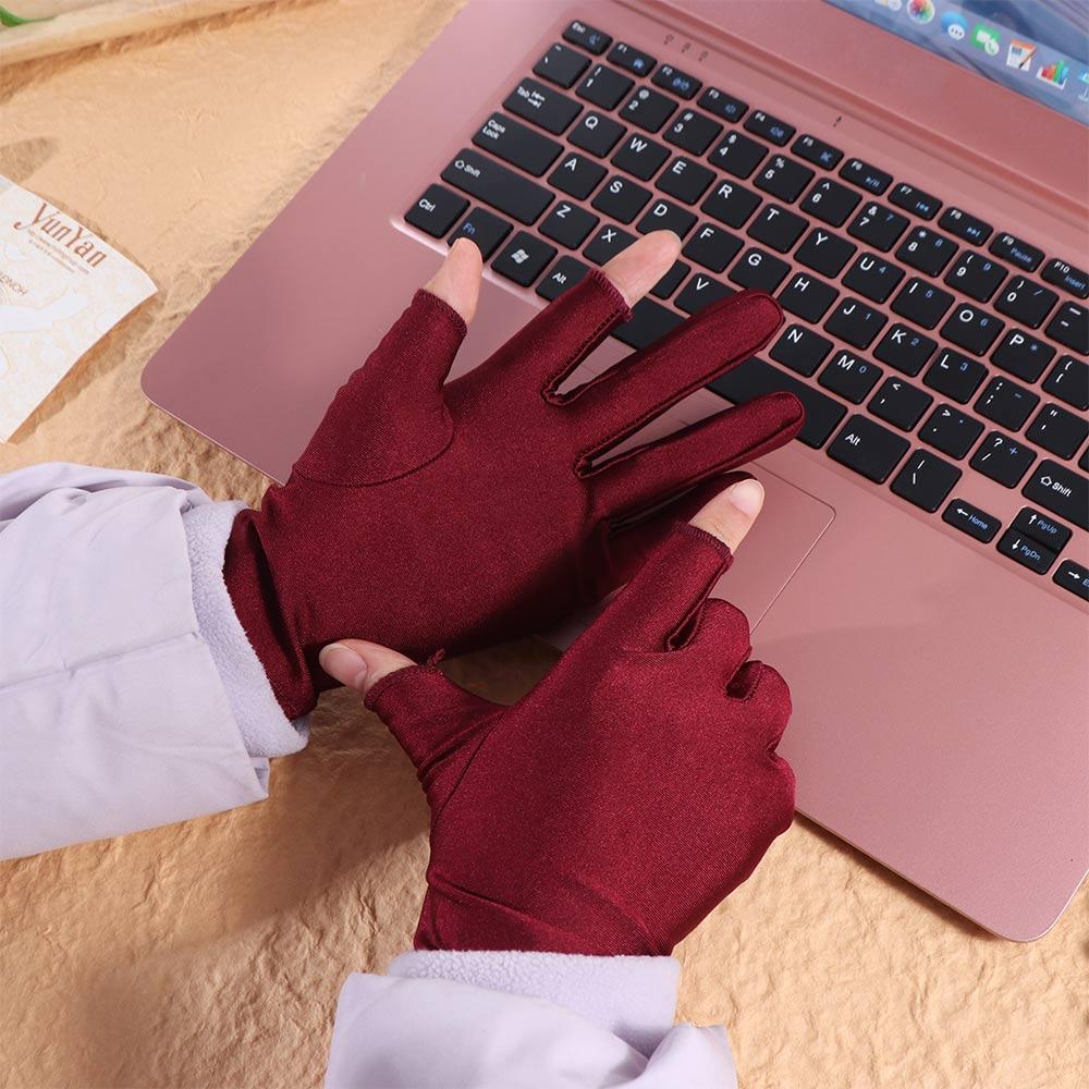 1 Pair Ice Silk Thin Ice Silk Gloves Semi-finger Half Finger Gloves Driving