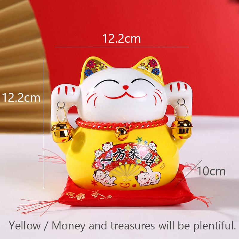 4,8-дюймовая керамическая монетница Maneki Neko Fortune Cat, копилка, украшение для стола, фигурка котенка