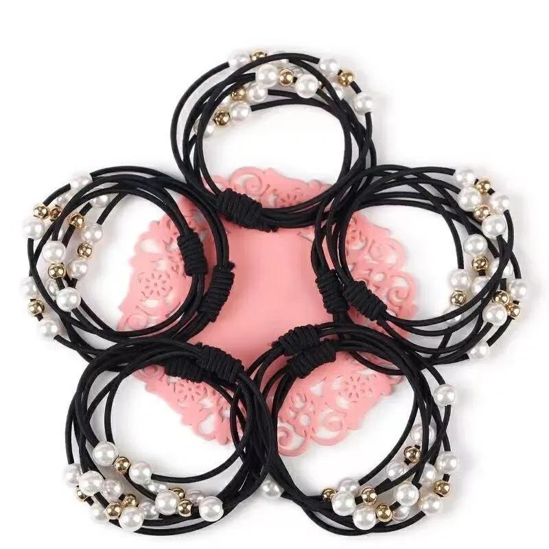 Simulated Pearl Scrunchies Hair Accessories For Women Fashion Multilayer Elastic Rubber Bands Girls Ponytail Holder Tiara