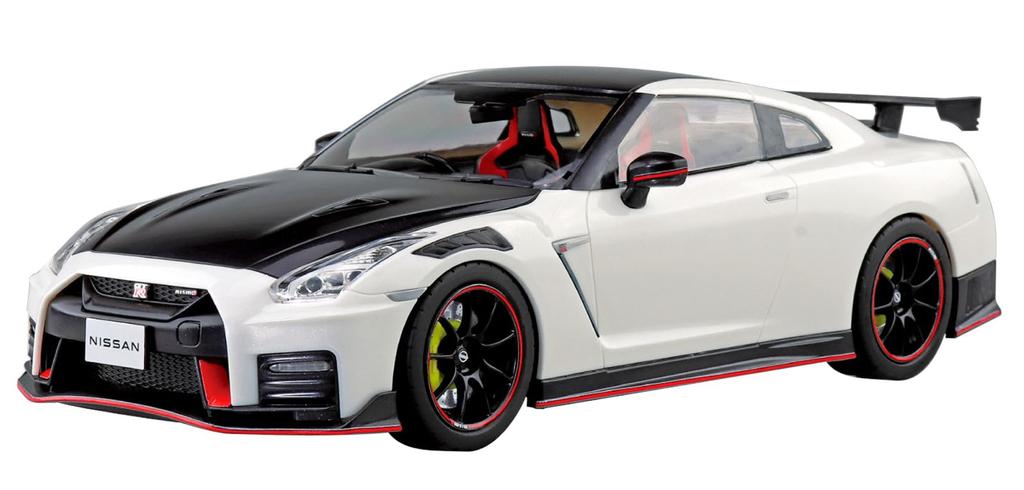 Aoshima Bunka Kyozai Rakupla Snap Car Series R35 NISSAN NISMO Special Edition 2022 Brilliant White Pearl Plastic Model 1/24 No.02-BW GT-R Pre-colored
