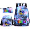 New Rhythm Box Student School Bag Three-piece Set, Casual Sprunki Backpack Crossbody Bag Pencil Bag