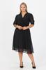 Women's Big Size Dress Black New Season Tie Detailed Young Plus Size Chiffon Dress