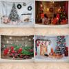 Merry Christmas Santa Claus Fireplace Christmas Gift Print Home Living Room Bedroom Wall Decoration Tapestry
