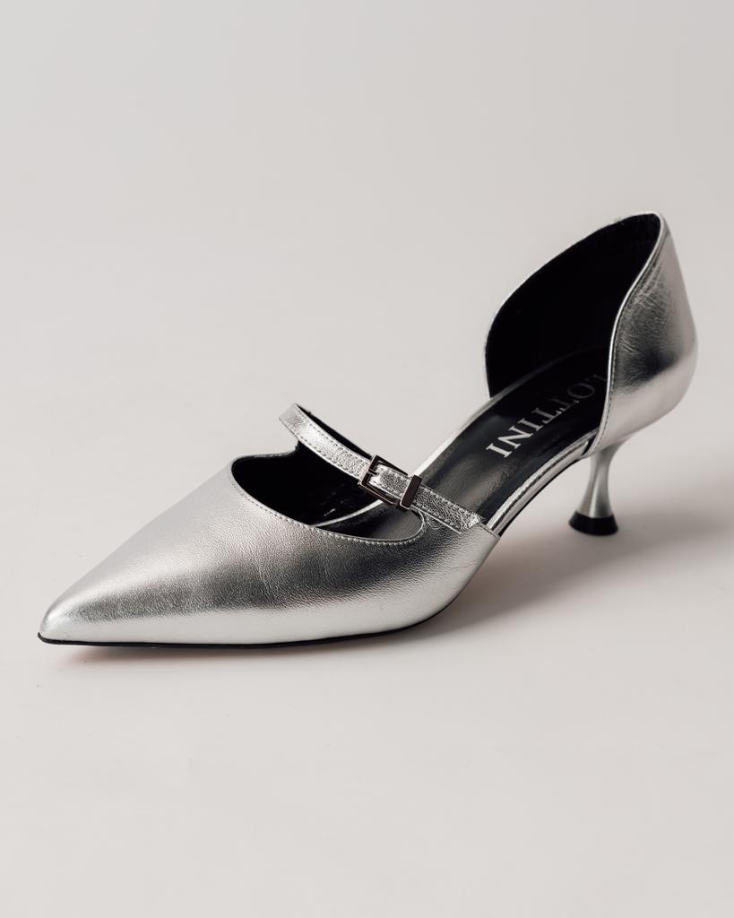 Туфли на каблуке Lottini 320215 36 серебристые кожа
