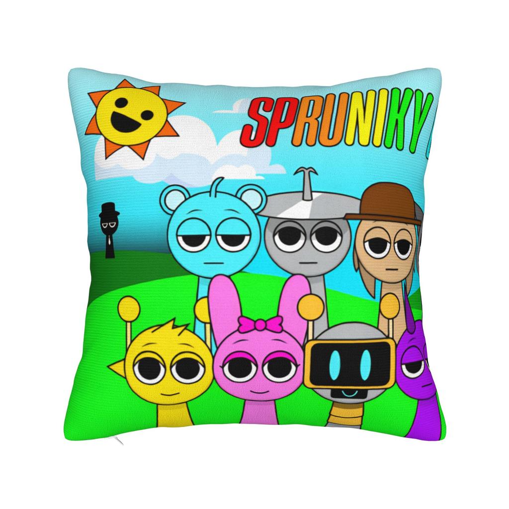 Игровые квадратные наволочки Sprunki Мультяшная наволочка для подушки Модная полиэстеровая декоративная наволочка для автомобиля 45x45см