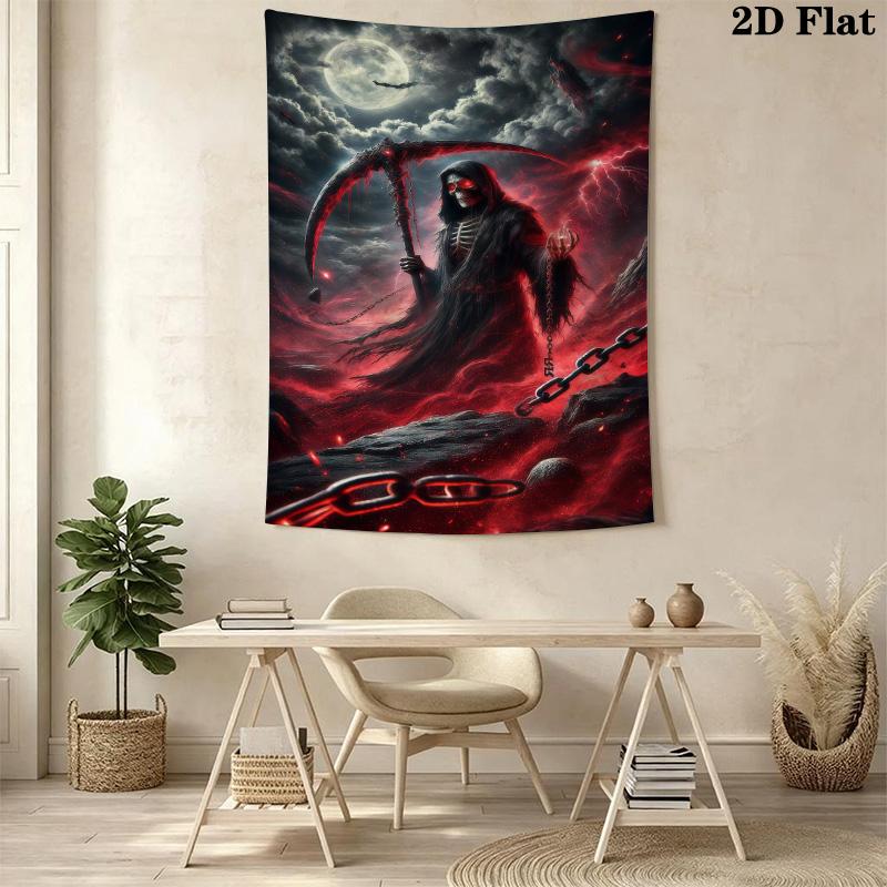Dark Reaper Fiery Messenger Tapestry Background Cloth Fashion Print Christmas Gift Work Of Art Atmospheric Background Cloth