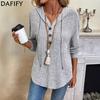 DAFIFY Women's Fashion Casual Solid Color Print Long Sleeve Hooded Hoodies & Sweatshirts