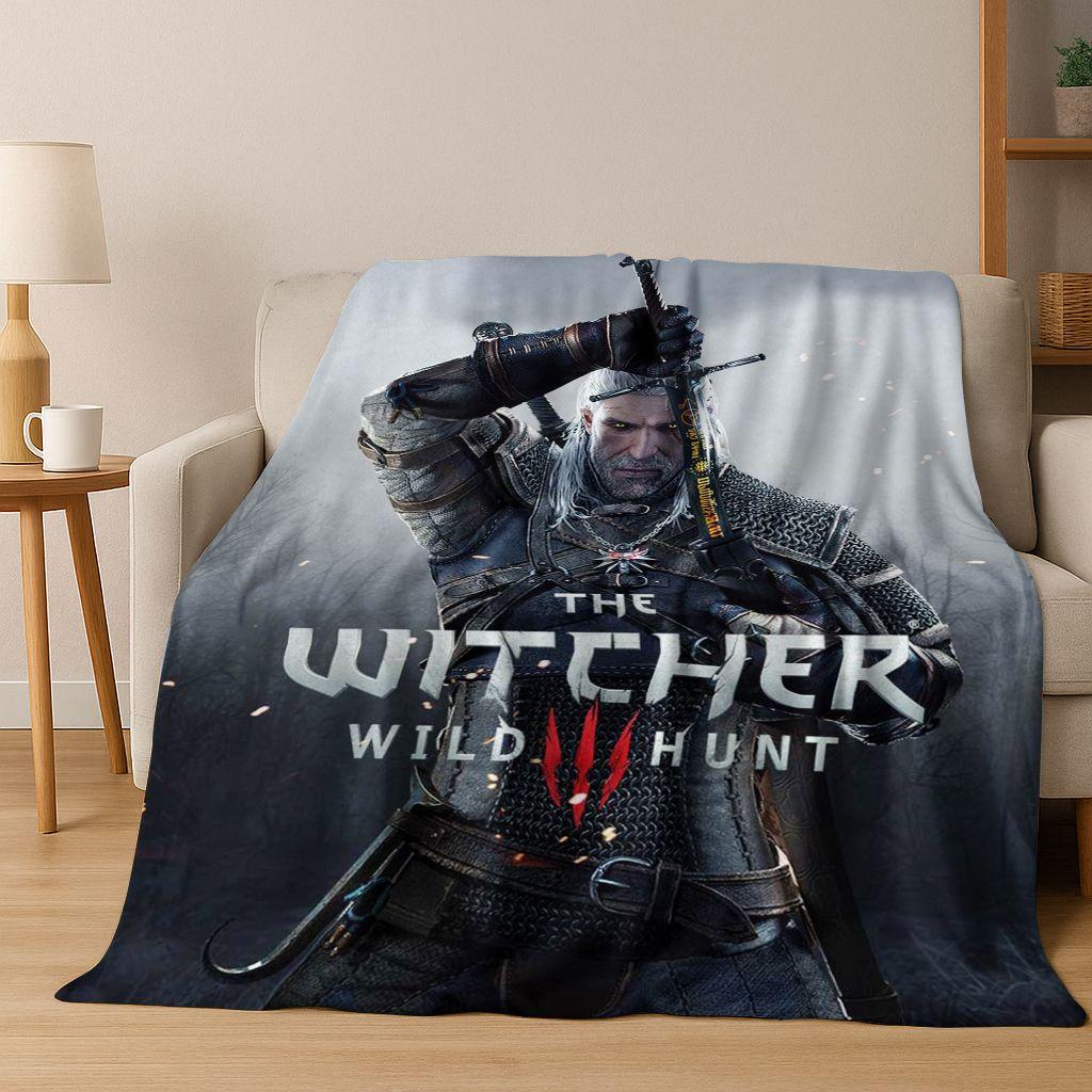 3D The W-Witcher Геральт Игры Мультяшное Фланелевое Одеяло, Теплое и Уютное Мягкое Плед для Дома Спальни Кровати Дивана Покрытие Детский Подарок