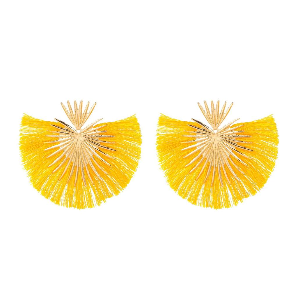 Retro Style Heart Shaped Earrings Simple Exaggerated Fan Shaped Tassels Geometric Earrings For Women