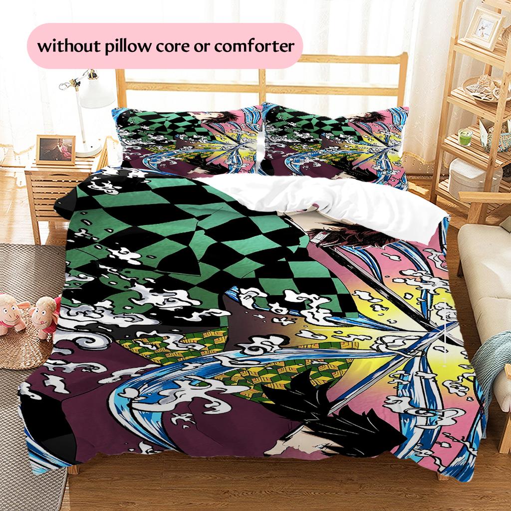 Demon Slayer Japanese Style Bedding Set Duvet Cover Pillowcase No Filler, Soft Home Bedroom Decor, Perfect Gift for Fans.chl