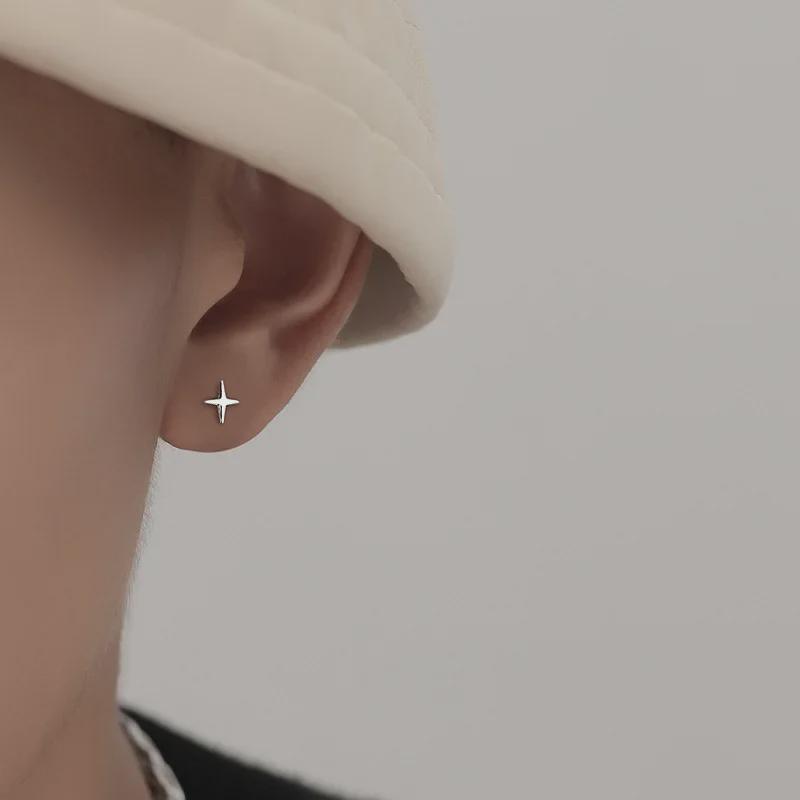 Модные серьги-звезды 925 пробы для мужчин: Простой мини-дизайн для нового пирсинга ушей