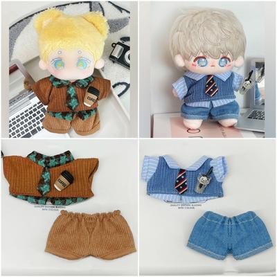 Одежда для куклы 10 см Синий Коричневый Переодевание Игра Кукла Блузка Брюки Костюм Косплей Игра в домик Мини Рубашка Галстук Брюки Набор