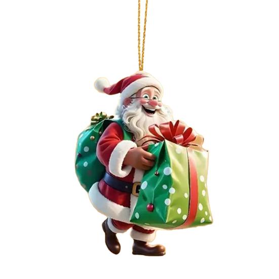 Акриловый Дед Мороз Рождество 2D Плоский Санта на велосипеде Подвесные украшения