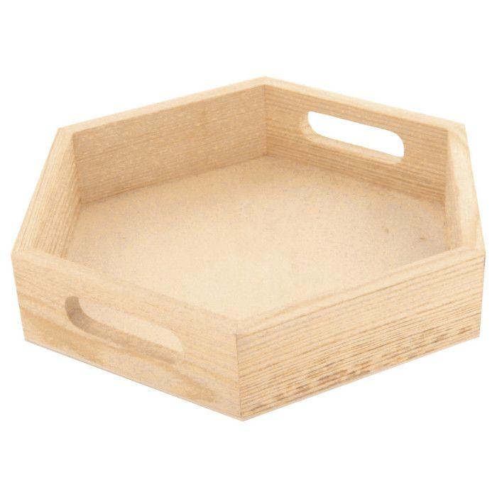 MégaCréa DIY - Plateau en bois hexagonal 20 x 18 x 4 cm