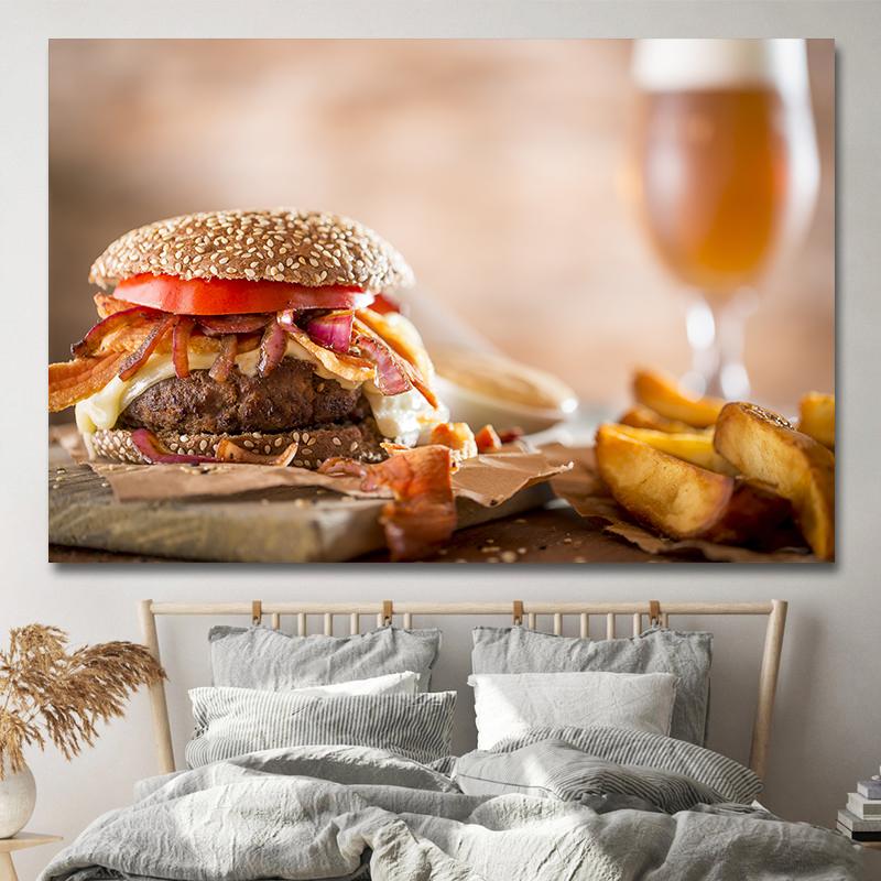 Картины быстрого питания в американском стиле, картины на холсте, гамбургер, картофель фри, постеры для хот-догов и принты для гостиной, кухни, настенный декор
