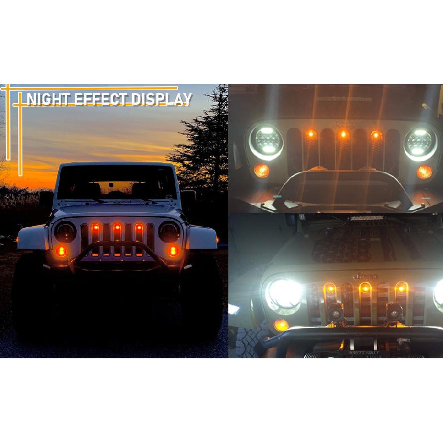 YMT Pre-Runner LED Grille Light Bar Kit for 2007-2018 Jeep Wrangler JK 2-Door/Unlimited 4-Door (JK), Plug & Play Waterproof