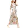 Women's Seaside Holiday Beach Long Dress Mid-length Retro Embroidery Mesh Dress