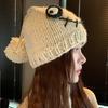 Милая забавная шапка из шариковой шерсти женская осенне-зимняя теплая с защитой ушей вязаная вручную шапка-пуловер