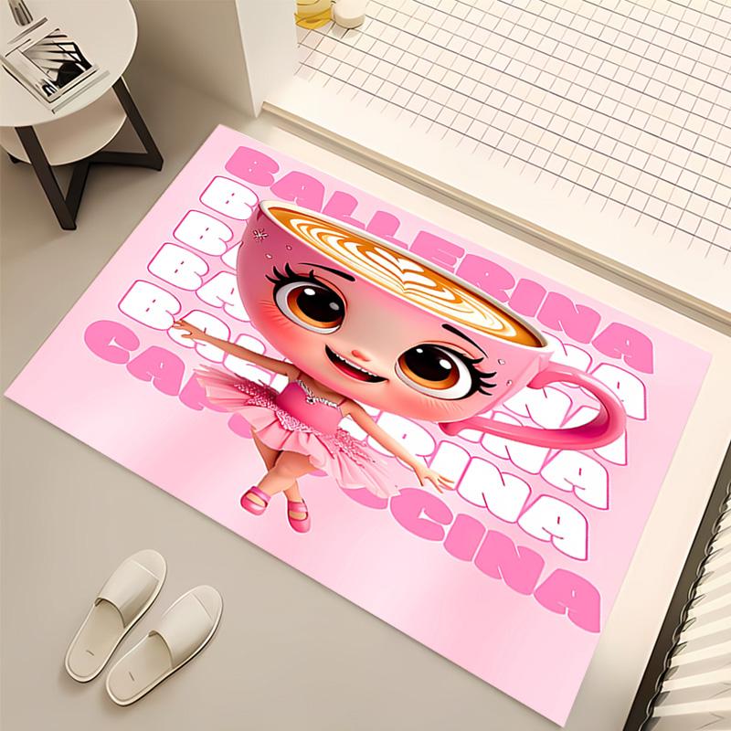 1pc Ballerina Cappuccina Print Area Rug - Soft, Washable Non-Slip Indoor Mat, Living Room, Home Office Decorative Rug,Office Decorative
