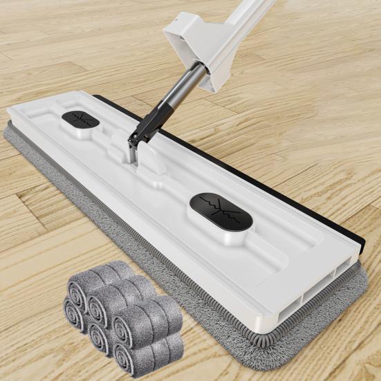 1 Set Mop Set with 6 Microfiber Pads 360 Degree Rotation Large