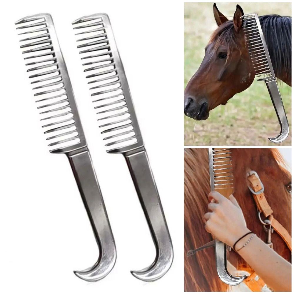 1Pcs Thickened Tooth Horse Grooming Brush Aluminum Alloy Bristle Riding Brush  Horse Cleaning Tool