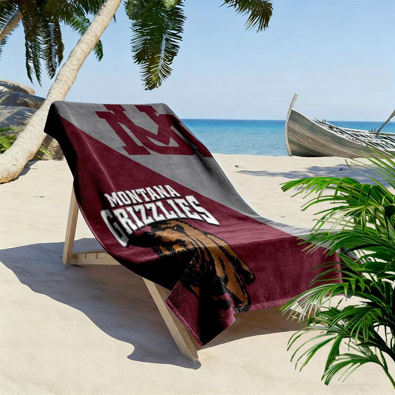 Пляжное полотенце с принтом Montana Grizzlies, Большое, Мягкое, Быстросохнущее, для Пляжа, Кемпинга, Плавания