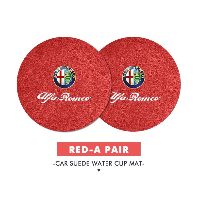 Car Stickers For Alfa Romeo For Alfa Romeo 2PCS Car Logo Anti-Slip Water Cup Pad Drink Holder Mat Interior Accessories Giulietta
