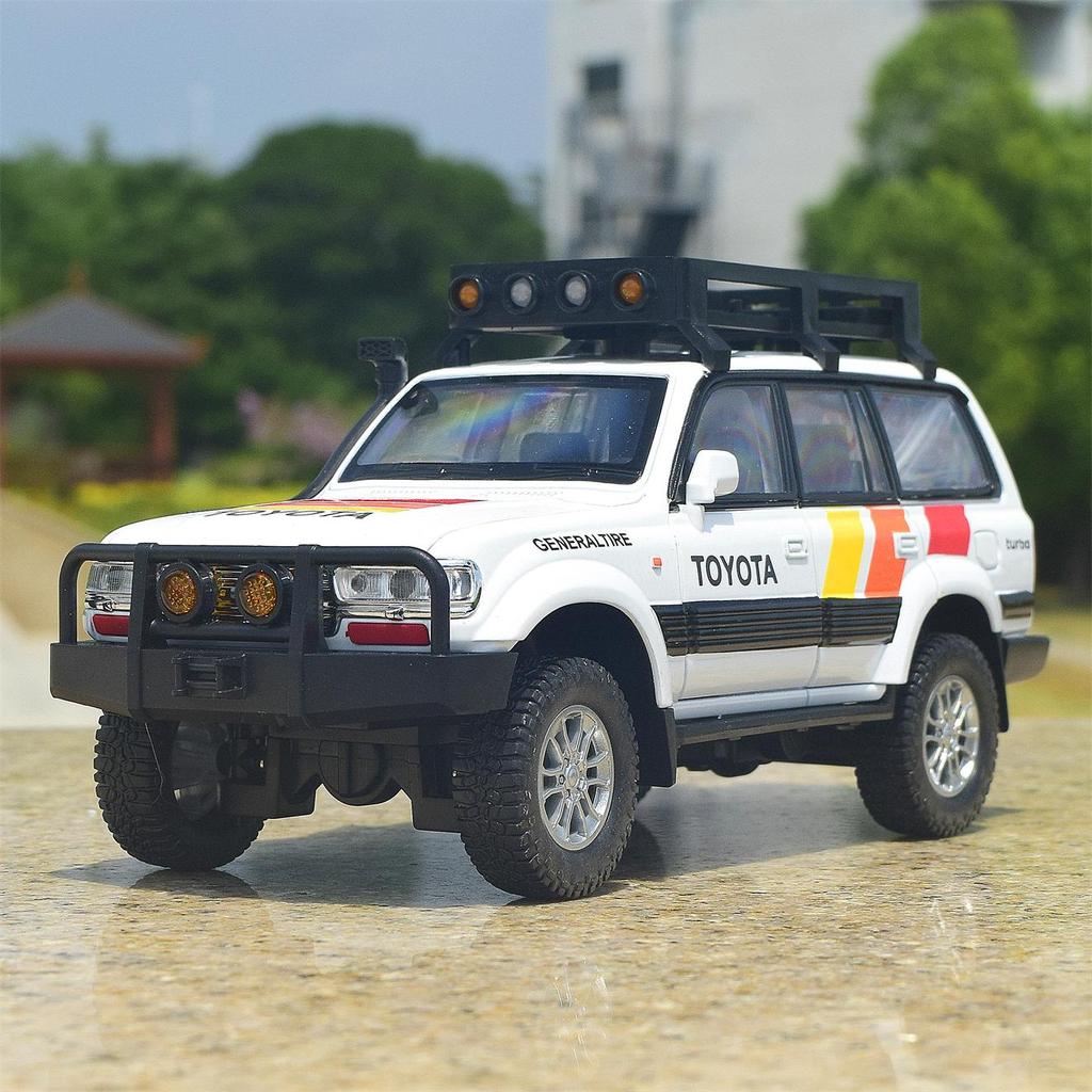 Toyota Land Cruiser LC80 Внедорожник Моделирование Литые игрушечные машинки Звуки и Свет Инерционный автомобиль 1:Модель коллекции 24 сплава
