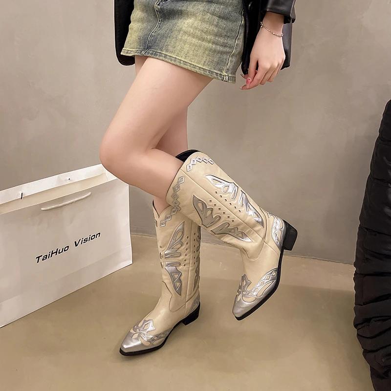 Женские полусапоги челси с острым носком и толстым средним каблуком, обувь в стиле ретро, дизайнерская, 2024, зима, новый бренд, готика, платье, zapatillas mujer