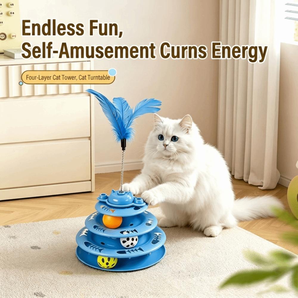 Multi Layer Interactive Cat Toy Spring Wand Cat Turntable Toy Kitten Entertainment