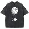 Floating Astronaut Printing Female Washed Short T-Shirt Fashion Casual Tshirt Street Hip Hop Tops Summer Loose Distress Clothes