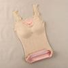 Women's Thermal Tank Top Lace Trim Sleeveless Camisole Shirts Fleece Lined V Neck Warm Base Layer Cami Underwear Tops with Built-in Bra