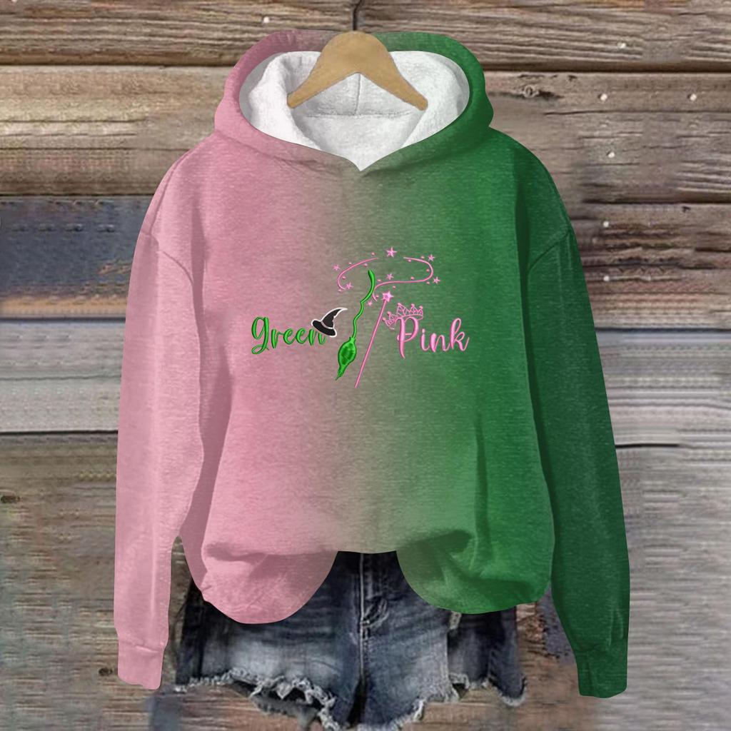 Женский модный повседневный пуловер с длинными рукавами и принтом в виде ведьмы с капюшоном