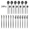 24 шт. серебряный набор столовых приборов, посуда из нержавеющей стали в западном стиле, обеденный нож, вилка, кофейная ложка, столовые приборы, кухонная посуда, столовое серебро