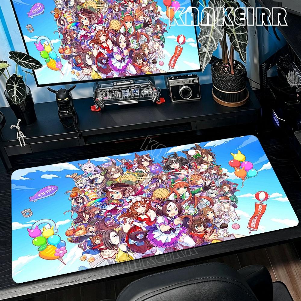 Большой игровой коврик для мыши Umamusume Pretty Derby Сшитый край Резиновая основа Настольный коврик для ПК Ноутбука Геймера Киберспортивные Аксессуары Большой Ковер