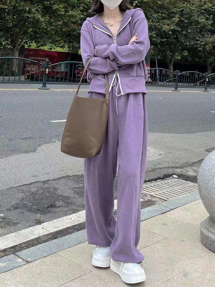 Women's 2025 Spring/Autumn Hooded Sweatshirt & Casual Trousers Two-Piece Set