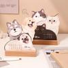 2026 Small Desk Calendar with Wooden Base Cute Dog Cat Patterns Monthly Planner