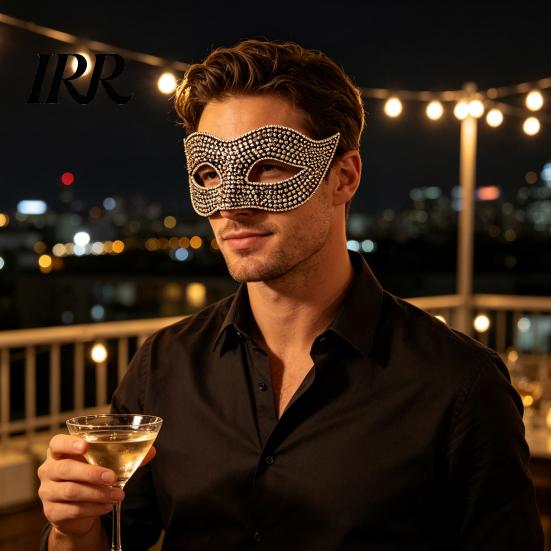 Mysterious Venetian Style Eye Masque Bling Rhinestone Masquerade for Women, Sparkly Party Half Comfortable Prom Women Face Halloween, Mardi Gras, Ball